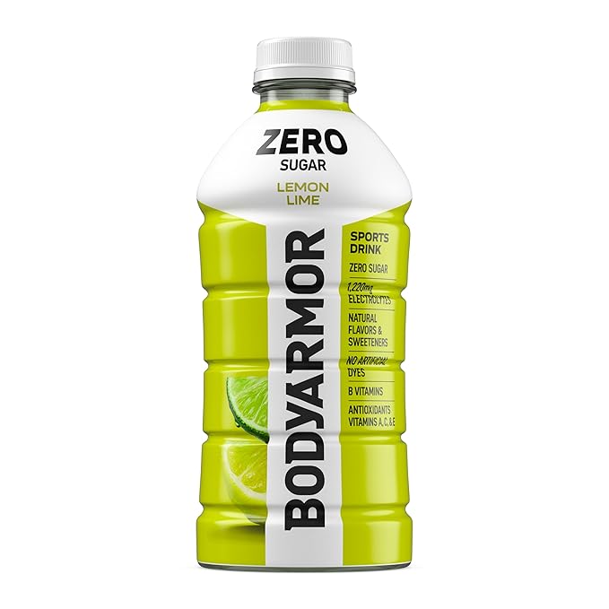 BODYARMOR ZERO Sugar Lemon Lime Electrolyte Drink Natural Flavors 28 Fl Oz Bottles (15 Pack) B Vitamins &amp Antioxidants Sugar Free Hydration
