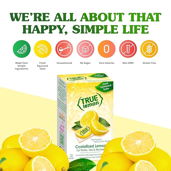 True Lemon 500ct - Water Enhancer - Bulk Dispenser - 0 Calorie Drink Mix Packets For Water - Sugar Free Lemon Flavoring Powder Packets(Pack of 2)