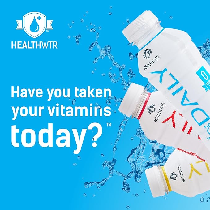 Healthwtr Daily Enhanced Water – Pineapple Mango Flavor 20 Vitamins &amp Nutrients Antioxidants &amp Electrolytes 0 Calories 0 Carbs 0 Sugar Caffeine Free 12-Pack Bottles