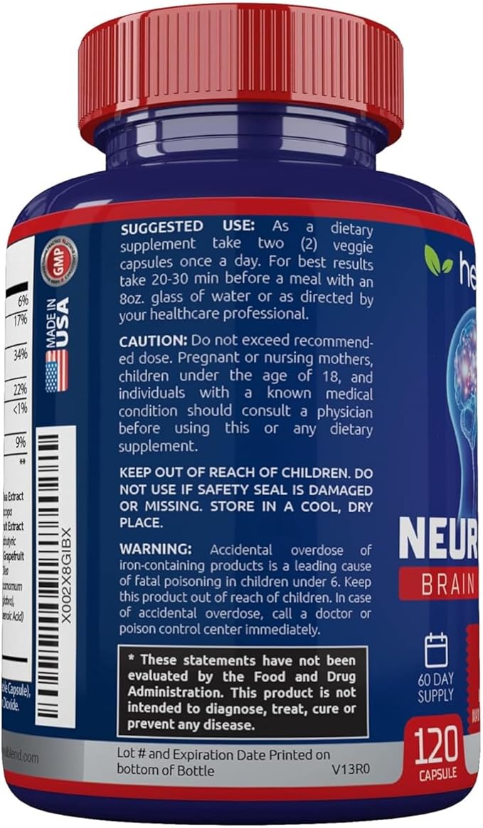 Neuro Plus Brain &amp Focus Formula - Brain Booster Supplement Supports Mental Clarity &amp Focus - Enhances Concentration &amp Mental Energy – 120 Capsules (3 Pack)