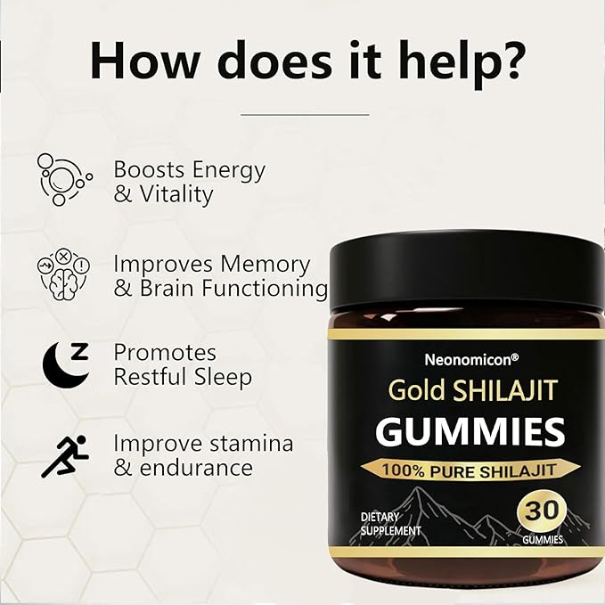 Shilajit Gummies for Men Pure Himalayan Shilajit 85+ Trace Minerals &amp Fulvic Acid No Added Sugar Non-GMO 30 Gummies