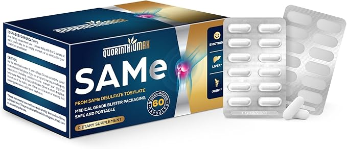 SAM e Supplement 500mg - Extra Strength SAM-e(S-Adenosylmethionine) for Mood Liver &amp Join t | 25% More Potent Than 400mg SAM-e | Vegan | 60 Medical Blister Pack Capsules