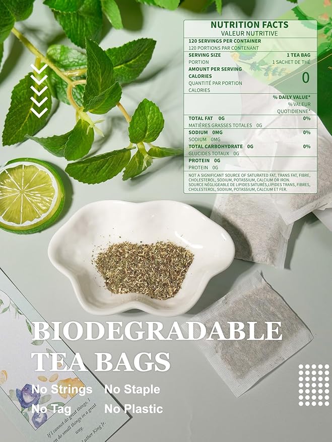 HYNTMYT Organic Lemon Balm Tea Bags Natural USDA Organic Lemon Balm Herbal Tea Caffeine Free 120 Count