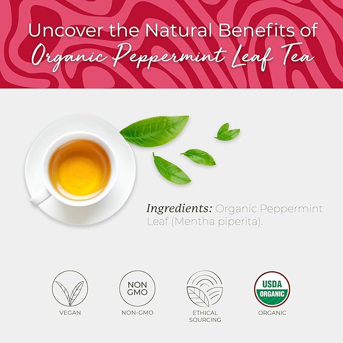 Starwest Botanicals Organic Peppermint Leaf Tea - Caffeine Free Herbal Tea Supports Digestion USDA Organic Peppermint Leaf String Free Sachets Non GMO - Bulk Pack 100 Tea Bags