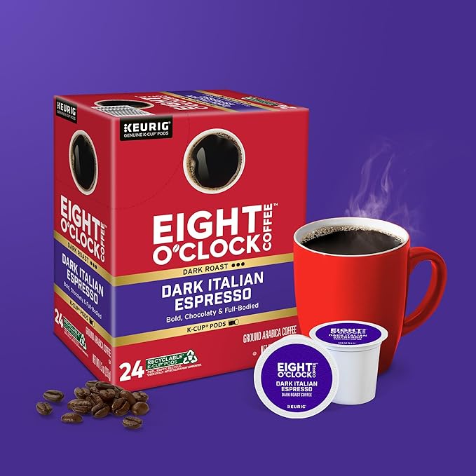 Eight O'Clock Coffee Dark Italian Roast Single-Serve Keurig K-Cup Pods Medium Roast Coffee Pods 96 Count