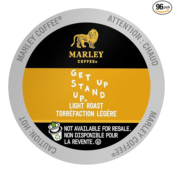 Marley CoffeeGet Up Stand Up Single Serve RealCup Organic Light Roast for Keurig K-Cup Brewers 96 Count