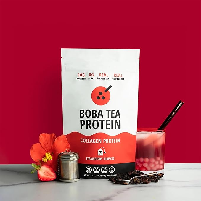 Strawberry Hibiscus Flavored Collagen | 30 Servings | Grass-Fed Hydrolyzed Bovine Collagen Powder for Men and Women | Promotes Hair Nail Skin Bone and Joint Health | No Added Sugar