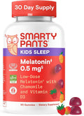 SmartyPants Kids Sleep Gummies Supplement with Melatonin 0.5mg: Chamomile &amp Vitamin D3 Sleep Aid Strawberry Mango Flavor 60 Count