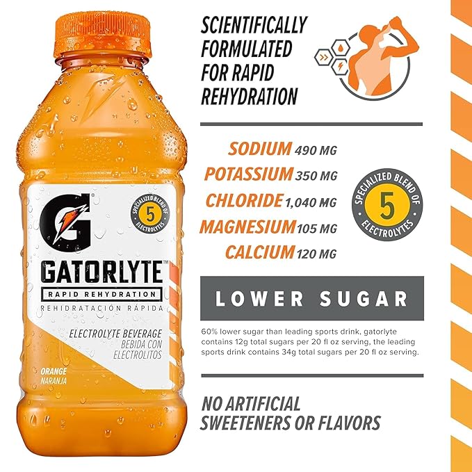 Gatorlyte Rapid Rehydration Electrolyte Beverage Pineapple Mango 20 Fl Oz (Pack of 12)