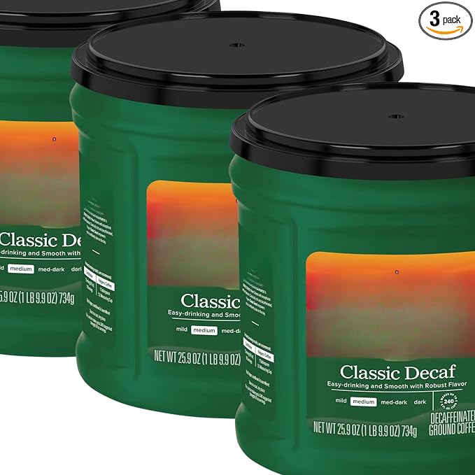 Classic Medium Roast Decaffeinated Ground Coffee 25.9 oz - 3 Pack - Easy Drinking - Smooth with Robust Flavor - Proudly Roasted in New Orleans