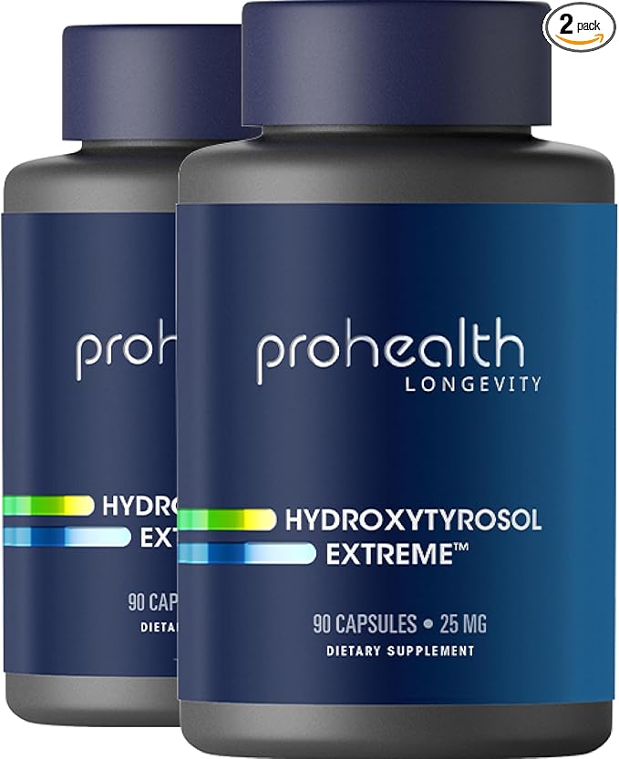 ProHealth Hydroxytyrosol Extreme 2-Pack with Olea25 (90 Vegetarian Capsules) (Organic Olive Leaf Extract)