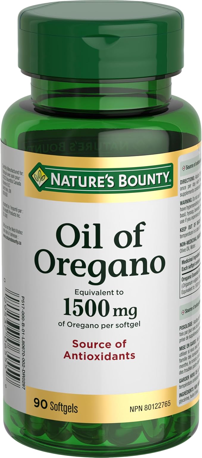 Nature's Bounty Oil of Oregano 1500 mg 90 Liquid Softgels (Packaging May Vary)