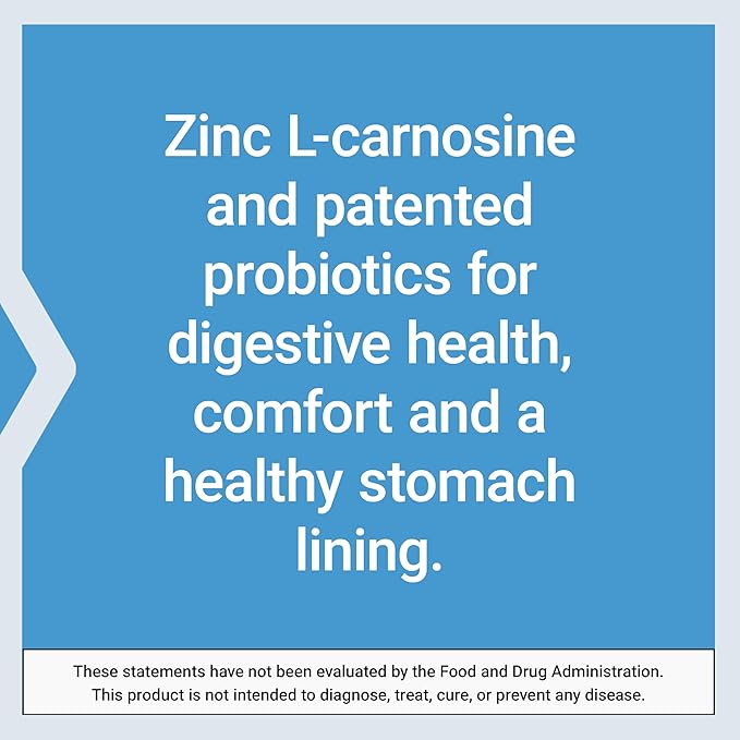 Life Extension Gastro-Ease™ zinc L-carnosine Pylopass™ Lactobacillus reuteri probiotics Digestion Supplement Gut Health Stomach Comfort Gluten-Free Non-GMO Vegetarian 60 Capsules