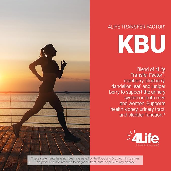 4Life KBU Urinary Supplement Transfer Factor for Bladder &amp Kidney Health with Cranberry Blueberry Dandelion &amp Juniper Berry - 120 Veggie Capsules