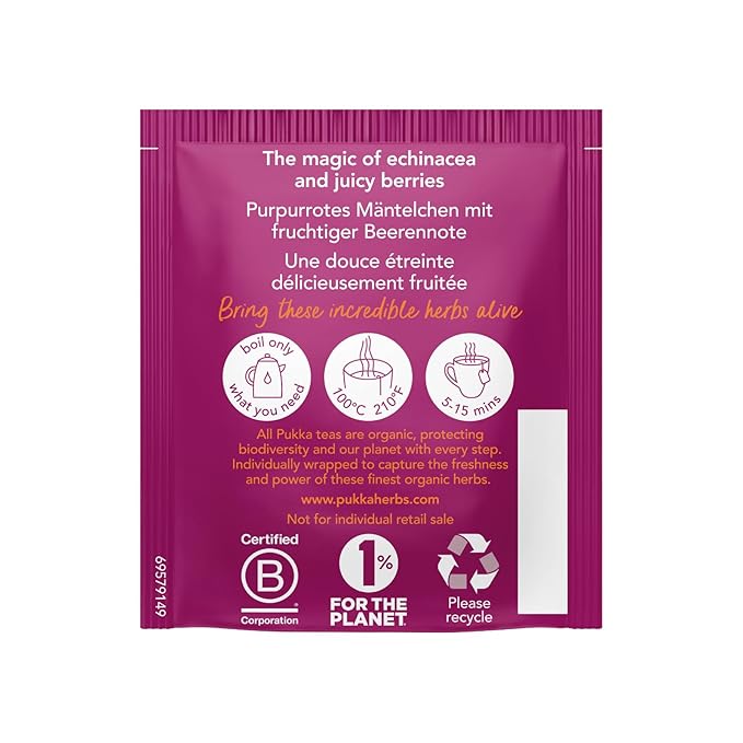 Pukka Elderberry &amp Echinacea Herbal Tea 20ct (Pack of 6)