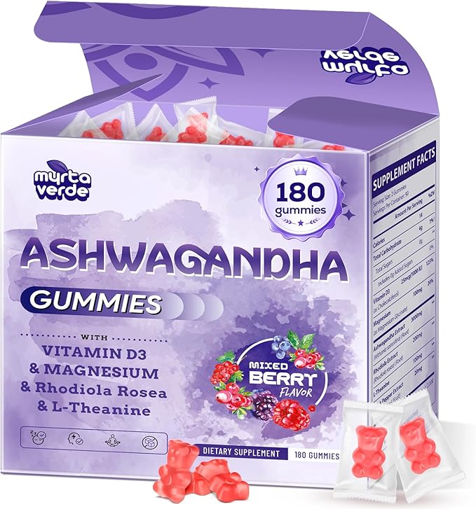 3000mg Ashwagandha Gummies for Women &amp Men 180 Count | Extra Strength Ashwagandha Supplement for Stress Relaxation &amp Immune Support | Magnesium Rhodiola L-Theanine D3 | Sugar Free Mixed B