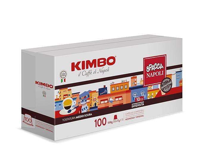 Kimbo Espresso Napoli – 100 Capsules Compatible with Nespresso Original | 10 Packs of 10 | Dark Roasting | Intensity 10/13 | Rich and Persistent Aroma