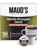 Maud's World's Strongest Decaf Dark Roast Coffee Pods 36 ct Decaffeinated Dark Roast Coffee in Single Serve Pods – 100% Arabica Coffee Compatible with Keurig K Cups Maker