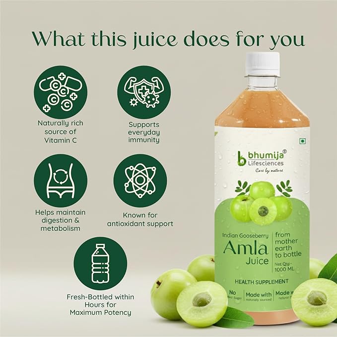 Bhumija Lifesciences Amla Juice (Sugar Free) - 1 Liter (Pack of 3)