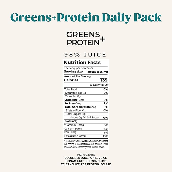PUR Cold-Pressed Juice – Green Juice Daily Protein 18 Pack – Plant-Based Drink with Cucumber Spinach Celery Apple Lemon &amp Pea Protein – Energizing &amp Satiating