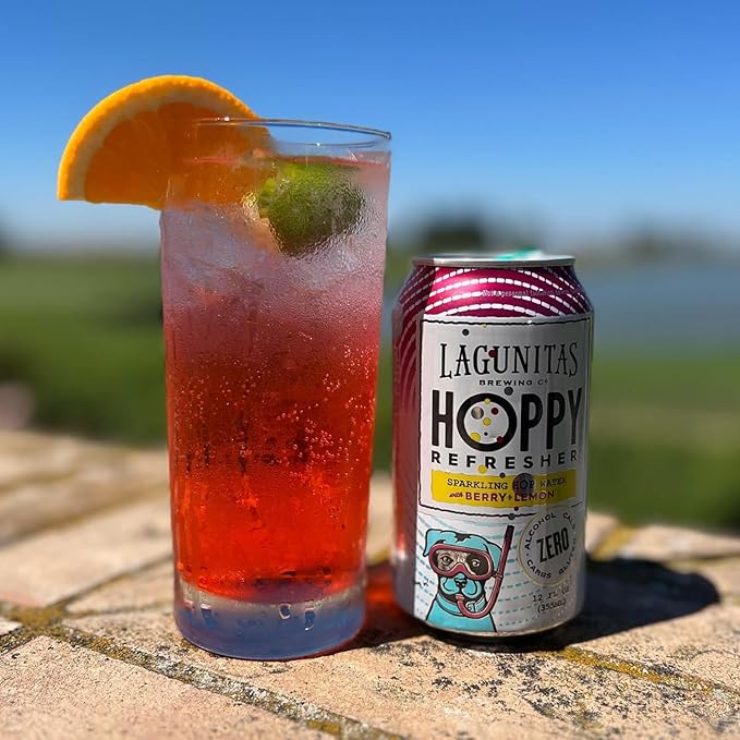 Lagunitas Hoppy Refresher Berry Lemon 36 Pack Non-Alcoholic Hop Water Drink | Refreshing Alcoholic Brew Substitute | 12oz Cans 0.0% ABV