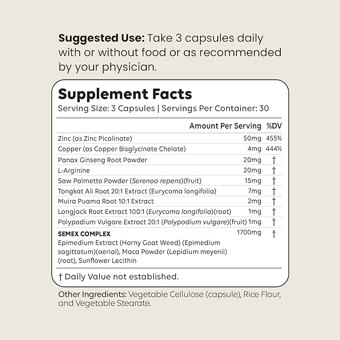 SEMEX Semen Volume Booster – Doctor Formulated Natural Support for Male Sperm Health Load Volume Boost &amp Stamina – Non-GMO Vegan Gluten-Free Fertility Supplement Made in USA - 90 Count