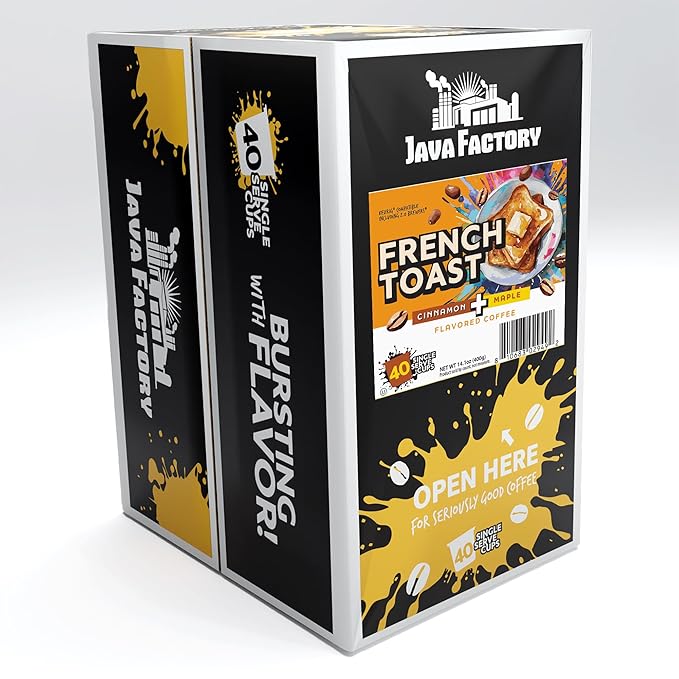 Java Factory Coffee Pods Cinnamon and Maple Flavored Coffee for Keurig K Cup Brewers French Toast 40 Count