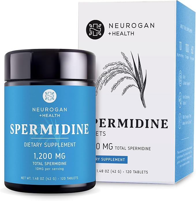 Neurogan Spermidine Supplement - 1200mg - 99% Pure 100x More Potent Than Rice &amp Wheat Germ Extract - for Cellular Health Anti-Aging &amp Energy* - Made in USA - 10MG Per Serving - 120 Servings