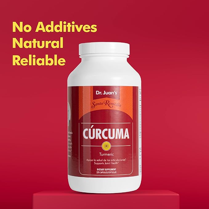 Santo Remedio Turmeric Supports Joint Health and Healthy Inflammatory Response to Exercise Gluten Free Vegetarian Lactose Free No Artificial Flavors 270 Capsules 90 Servings