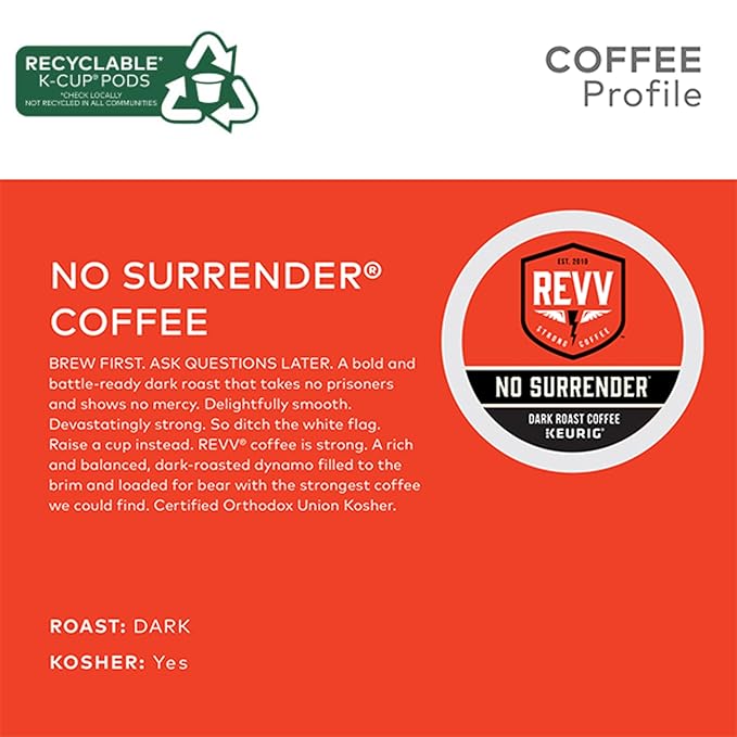 REVV No Surrender Keurig Single-Serve K-Cup Pods Dark Roast Coffee 48 Count