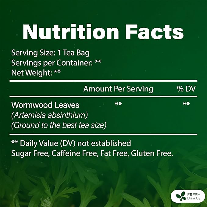 FreshDrinkUS Premium Wormwood Tea - 135 Tea Bags - Handcrafted Herbal Blend Caffeine-Free – Smooth Taste &amp Naturally Refreshing.