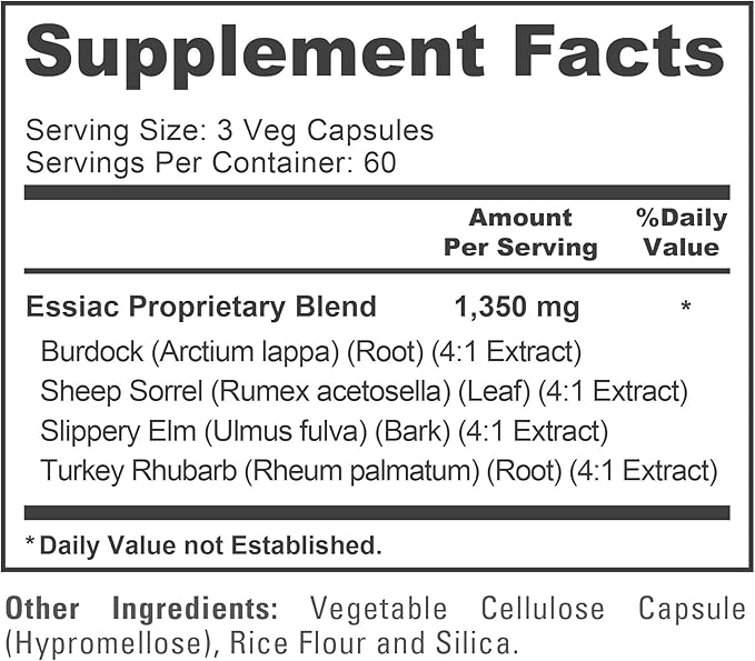 NusaPure Essiac Tea 1350 mg 180 Veggie Caps (Vegetarian Non-GMO)