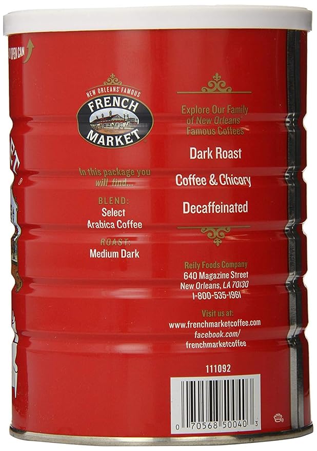 French Market French Roast Medium-Dark Roast Ground Coffee 12oz Can (Pack of 6)