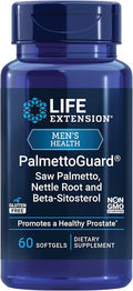 Life Extension PalmettoGuard® Saw Palmetto Nettle Root and Beta-Sitosterol Supports Healthy Prostate Function &amp Hormone Metabolism 160 mg of Saw Palmetto for Men Gluten-Free Non-GMO 60 softg