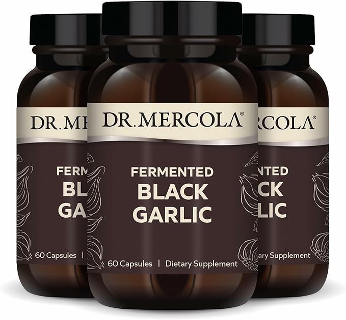 Dr. Mercola Fermented Black Garlic 90 Servings (180 Capsules) Dietary Supplement Supports Immune Health Non-GMO