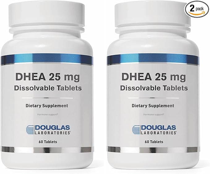 Douglas Laboratories DHEA 25 mg Dissolvable Tablets | Supports Immune Health Brain Bones Metabolism and Lean Body Mass* | 60 Tablets (Pack of 2)