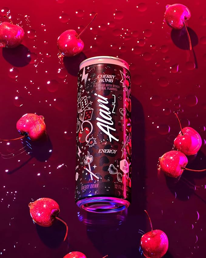 Alani Cherry Bomb Energy Drink Sugar Free Low Calorie Energy Drinks - 12 fl oz Can 3 Pack