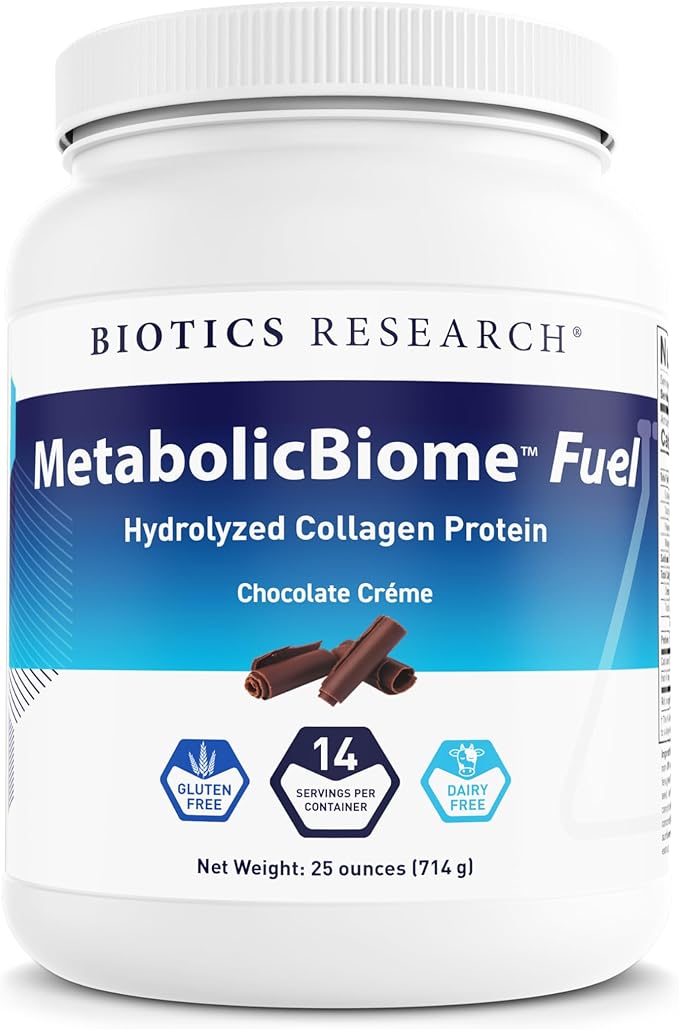 MetabolicBiome™ Fuel Hydrolyzed Collagen Protein Chocolate - High-Performance Daily Shake 20g Clean Protein 9g Non-grain Fiber 9g Healthy Fats Microbiome Support Allergen-free 14 Servings