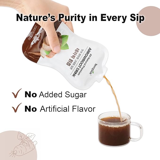 TerraPick All Natural Premium Arrowroot Drink – Pure Korean Arrowroot No Added Sugar No Artificial Flavors 60ml x 30 Pouches – Healthy &amp Convenient On-the-Go Drink