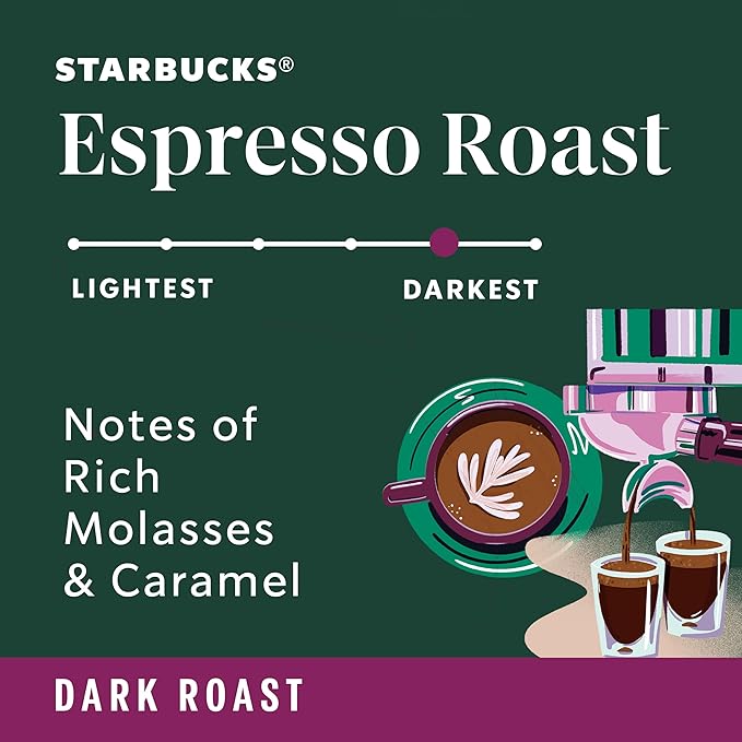 Starbucks Ground Coffee Dark Roast Coffee Espresso Roast 100% Arabica 1 bag (28 oz) (Pack of 2)