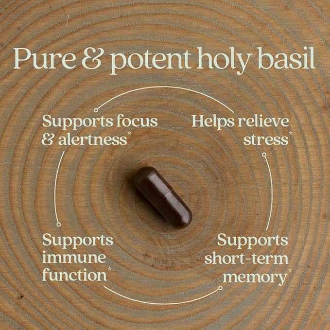 New Chapter Stress Relief Supplement - Holy Basil Force with Supercritical Holy Basil for Stress Support + Immune Support + Non-GMO Ingredients - Vegetarian Capsules 120 Count