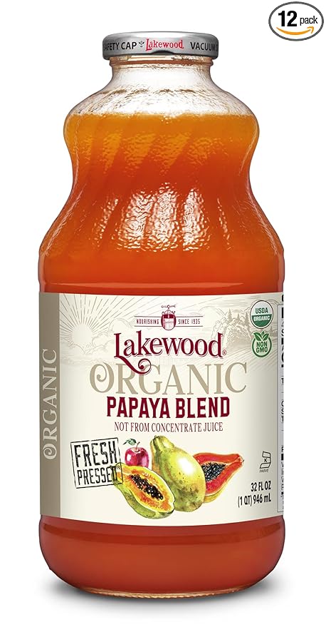 Lakewood Juice Papaya Organic 32.0 FO (Pack of 12)
