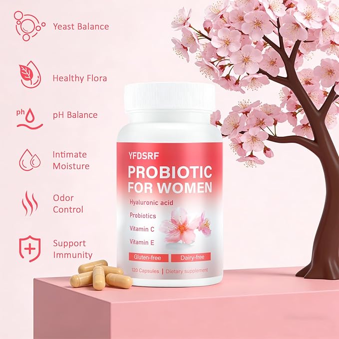Women's Daily Probiotic Supplement with Prebiotics Multi Collagen Peptides Hyaluronic Acid and Vitamin C 120 Capsules (Unflavored)