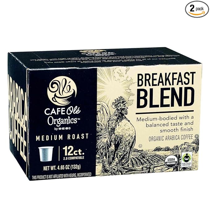 Generic CAFE Olé Organics by H‑E‑B Medium Roast Breakfast Blend Coffee Single Serve Cups 12 ct 2 Boxes