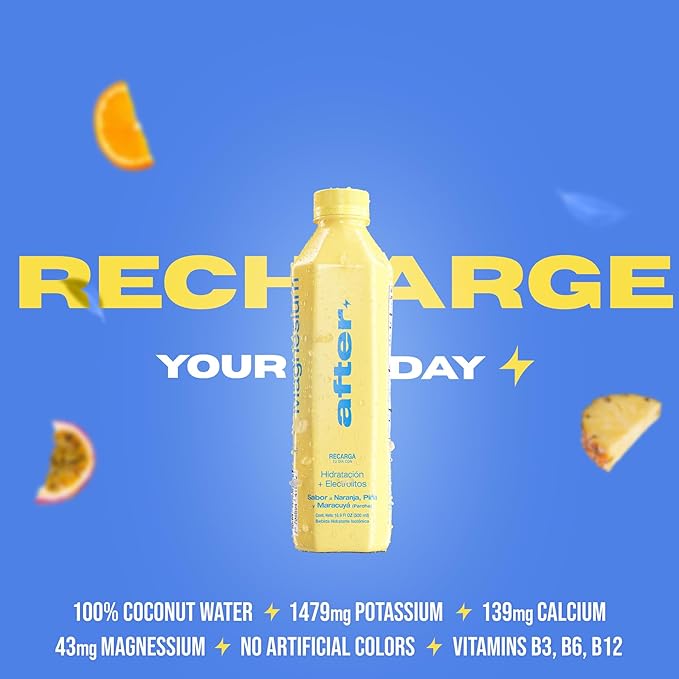 AFTER Electrolyte Drink Orange Pineapple Passionfruit Flavor Electrolytes Hydration Drink 12 Pack 16.9 fl oz Bottles