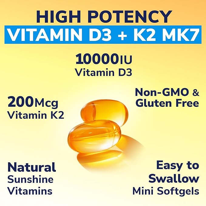 Multi Collagen Peptides Powder 8oz &amp Vitamin D3 K2 10000 IU