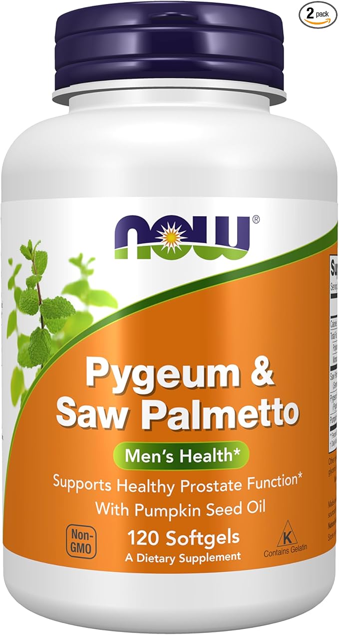 NOW Foods Pygeum &amp Saw Palmetto 120 Softgel (Pack of 2)