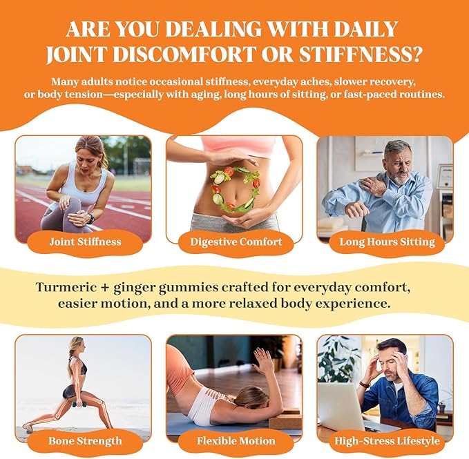 Turmeric and Ginger Gummies with Black Pepper Fermented Turmeric for Joint Comfort &amp Mobility Sugar-Free with Vitamin D3 + K2 Natural Peach Flavor – 150 Gummies