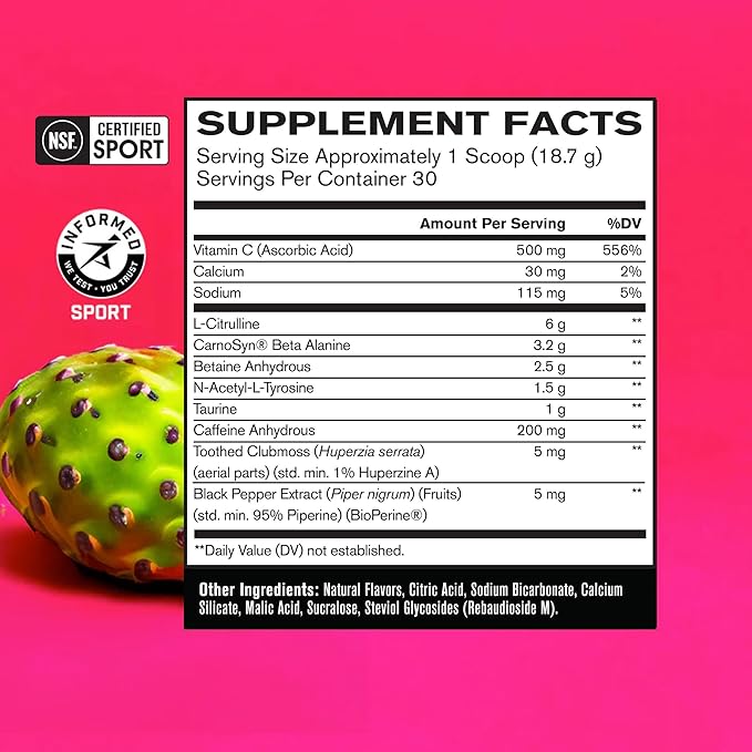 BARE PERFORMANCE NUTRITION BPN Flight Pre Workout Supports Energy and Mental Focus Improved Endurance &amp Muscle Pumps with CarnoSyn® Beta Alanine Prickly Pear 30 Servings