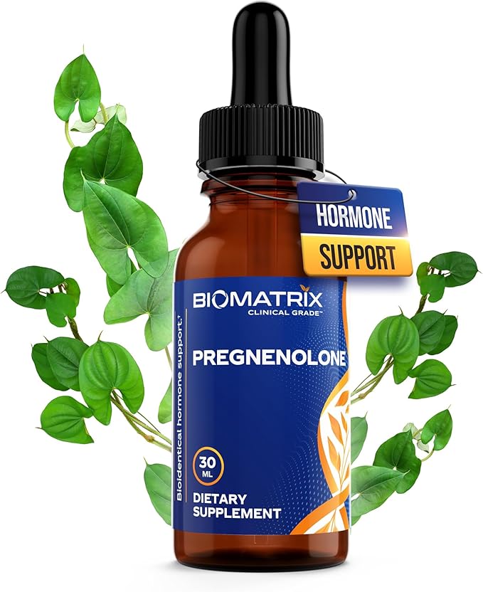 BioMatrix Pregnenolone Supplement Sublingual Micronized Liquid for Memory Mood Brain Health | 3X Better Absorption Than Capsules (30 ml) - 30-60 Day Supply